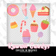 纸杯蛋糕、草莓、甜甜圈、冰淇淋、棒棒糖等卡通PS笔刷（PNG）