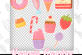 纸杯蛋糕、草莓、甜甜圈、冰淇淋、棒棒糖等卡通PS笔刷（PNG）