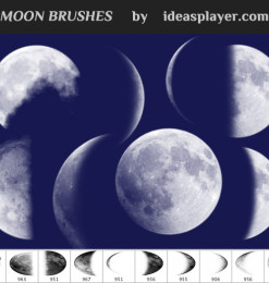 月球、月亮、满月、新月、上弦月PS笔刷