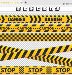 禁止通行横幅带子、警戒带PS笔刷素材（PNG图片格式）