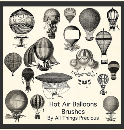 素描热气球、飞艇PS笔刷