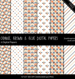 橙色印花系列图案PS笔刷（PNG文件格式）