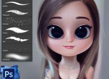 7个绘画创作娃娃的Photoshop插画笔刷素材