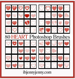 80种爱心、心形图案Photoshop笔刷素材