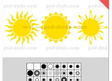 31种太阳图形、太阳光芒照射效果PS笔刷素材