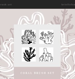 手绘海底珊瑚图案PS笔刷素材