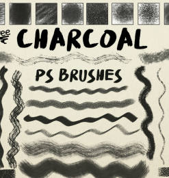 免费木炭纹理、铅笔笔触、碳素笔效果PS笔刷