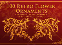 100种复古欧式花卉装饰、植物印花图案PS笔刷