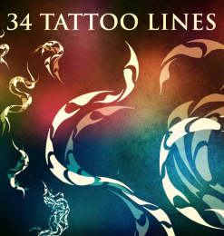 34种火焰纹身组合花纹图案PS笔刷