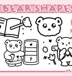 超可爱小熊线条图形PS笔刷（PNG图片格式）